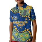 Personalized Parramatta Eels Kid Polo Shirt Aboriginal Pattern with Graffiti Style Design