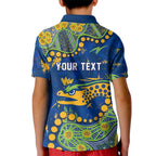 Personalized Parramatta Eels Kid Polo Shirt Aboriginal Pattern with Graffiti Style Design
