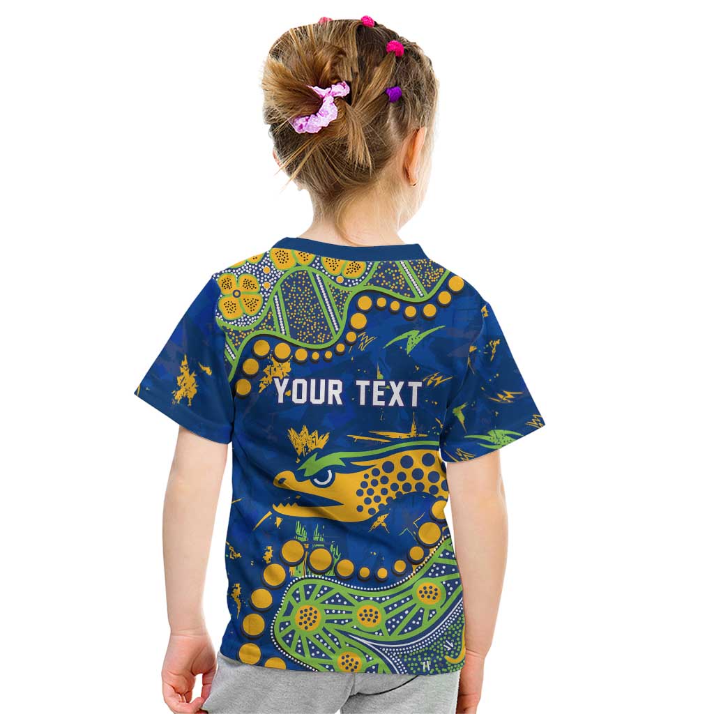 Personalized Parramatta Eels Kid T Shirt Aboriginal Pattern with Graffiti Style Design