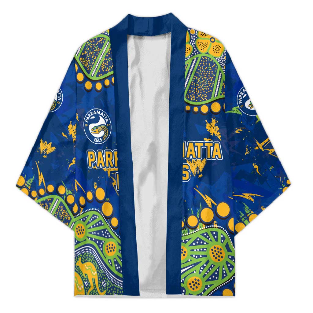 Personalized Parramatta Eels Kimono Aboriginal Pattern with Graffiti Style Design