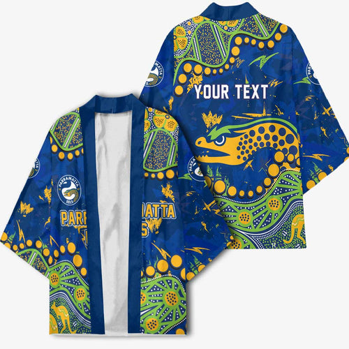 Personalized Parramatta Eels Kimono Aboriginal Pattern with Graffiti Style Design