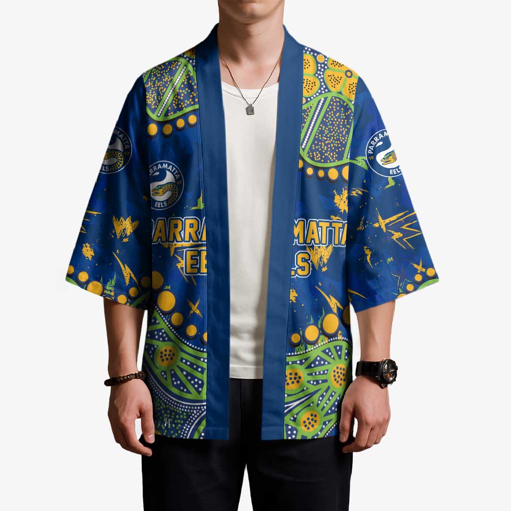 Personalized Parramatta Eels Kimono Aboriginal Pattern with Graffiti Style Design