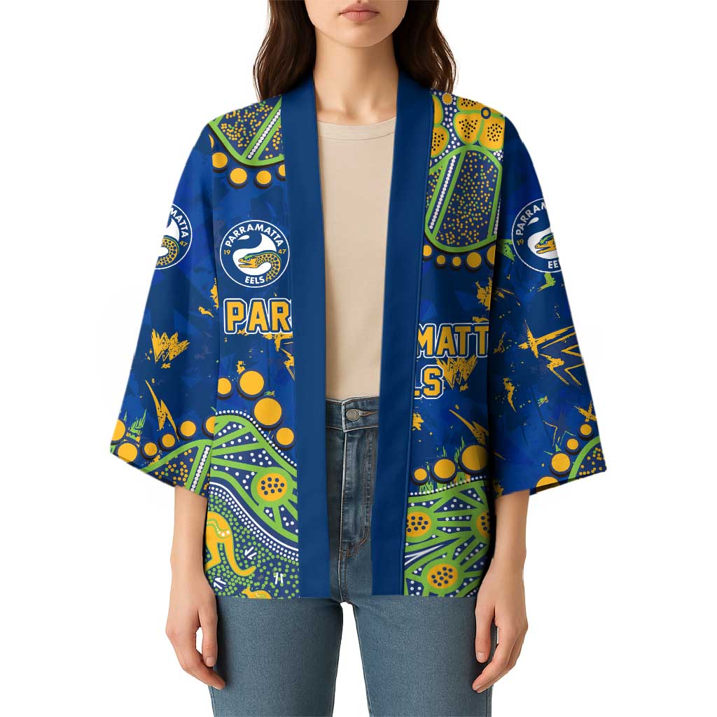 Personalized Parramatta Eels Kimono Aboriginal Pattern with Graffiti Style Design