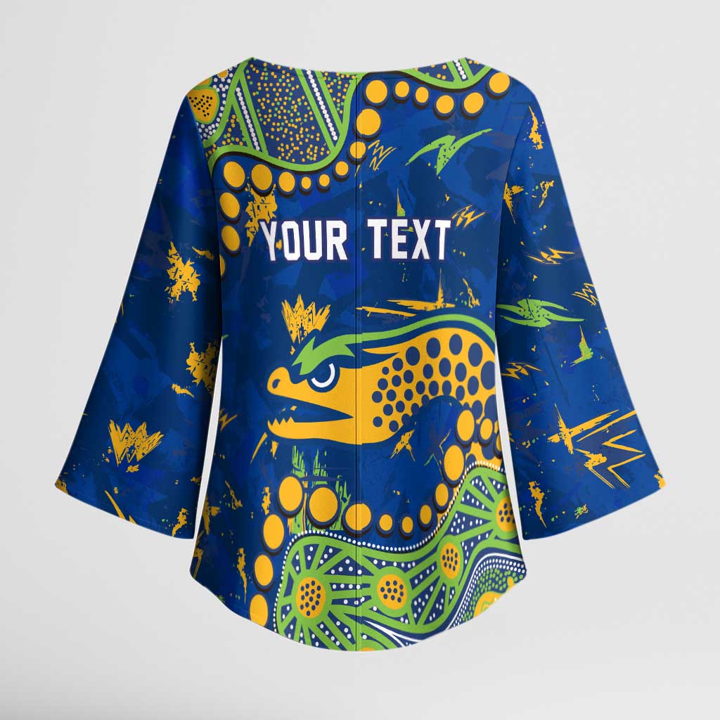 Personalized Parramatta Eels Kimono Sleeve Blouse Aboriginal Pattern with Graffiti Style Design
