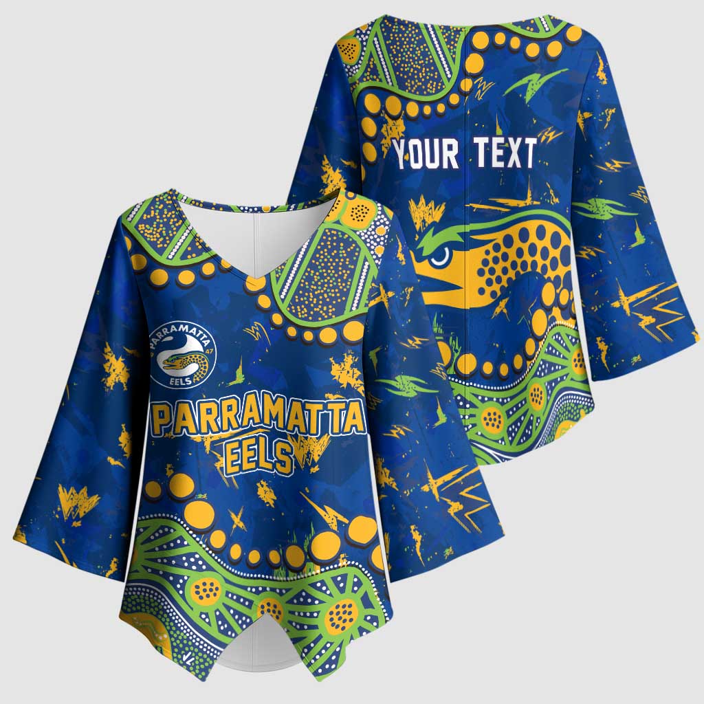 Personalized Parramatta Eels Kimono Sleeve Blouse Aboriginal Pattern with Graffiti Style Design