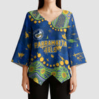 Personalized Parramatta Eels Kimono Sleeve Blouse Aboriginal Pattern with Graffiti Style Design