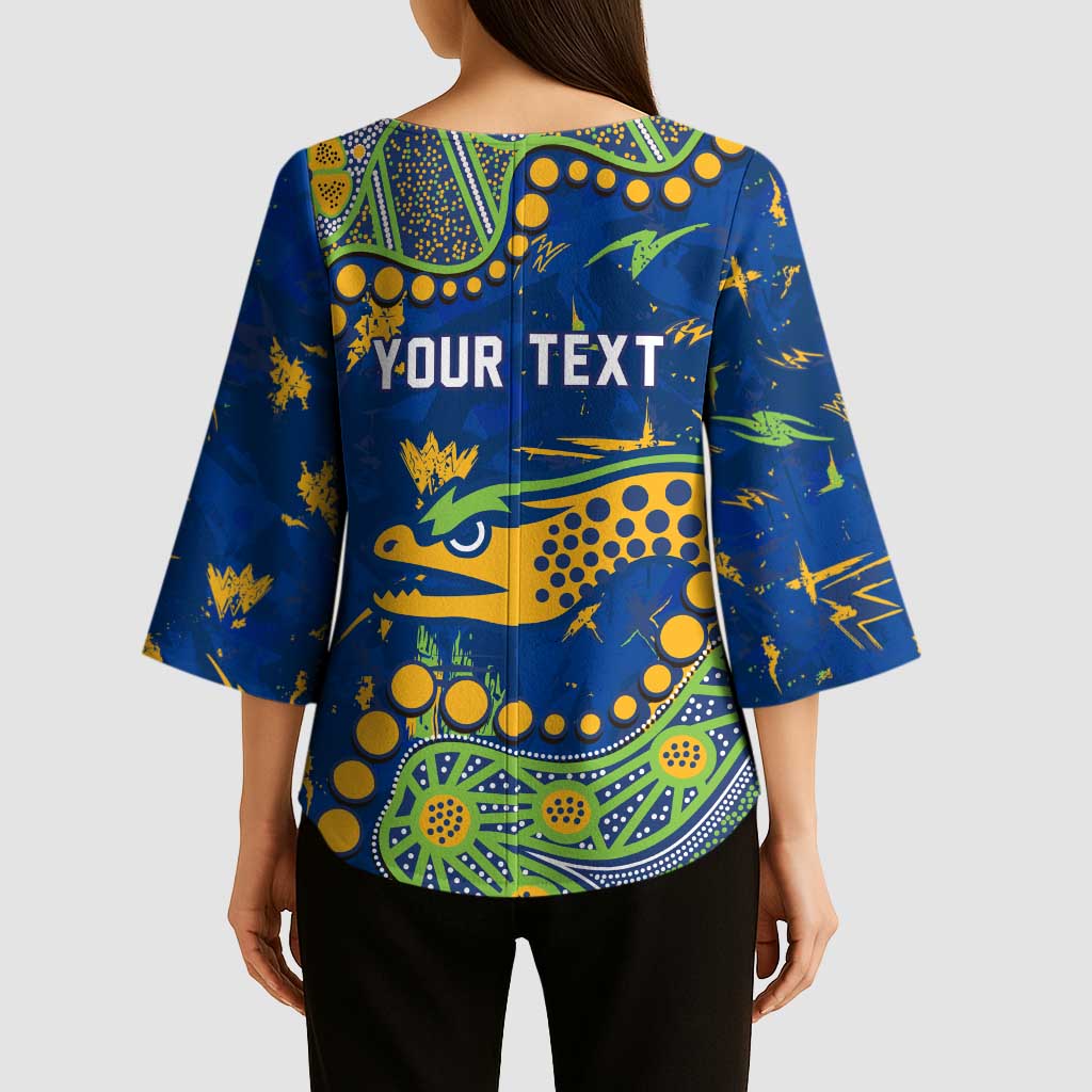 Personalized Parramatta Eels Kimono Sleeve Blouse Aboriginal Pattern with Graffiti Style Design