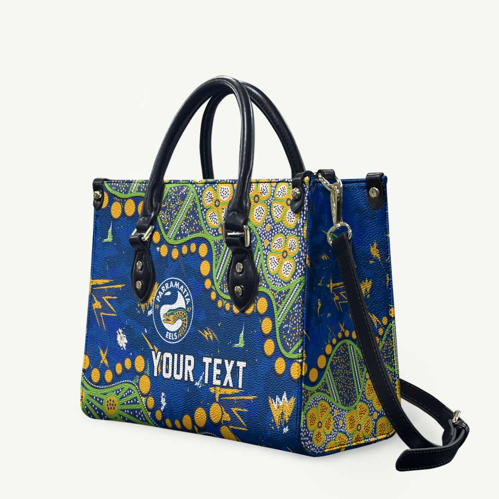 Personalized Parramatta Eels Leather Bag Aboriginal Pattern with Graffiti Style Design