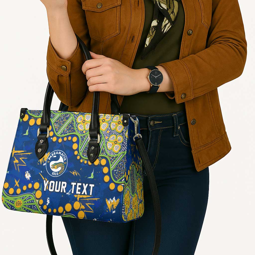 Personalized Parramatta Eels Leather Bag Aboriginal Pattern with Graffiti Style Design