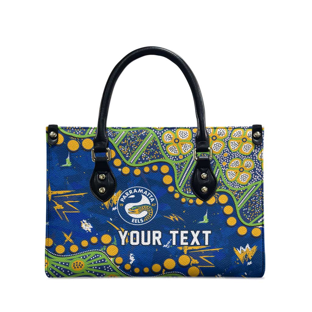 Personalized Parramatta Eels Leather Bag Aboriginal Pattern with Graffiti Style Design