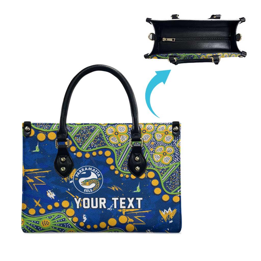 Personalized Parramatta Eels Leather Bag Aboriginal Pattern with Graffiti Style Design