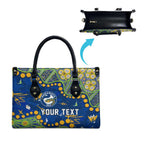 Personalized Parramatta Eels Leather Bag Aboriginal Pattern with Graffiti Style Design