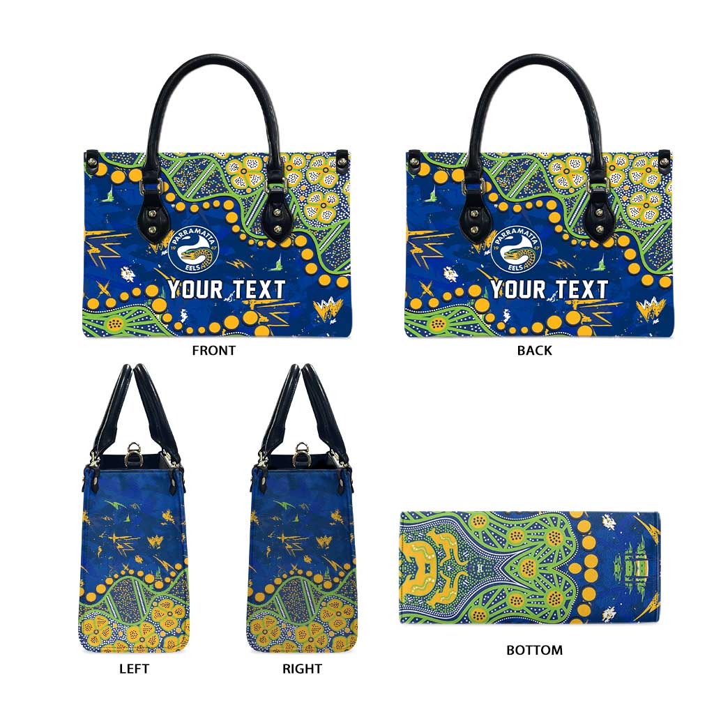 Personalized Parramatta Eels Leather Bag Aboriginal Pattern with Graffiti Style Design