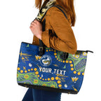 Personalized Parramatta Eels Leather Tote Bag Aboriginal Pattern with Graffiti Style Design