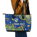 Personalized Parramatta Eels Leather Tote Bag Aboriginal Pattern with Graffiti Style Design