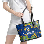 Personalized Parramatta Eels Leather Tote Bag Aboriginal Pattern with Graffiti Style Design