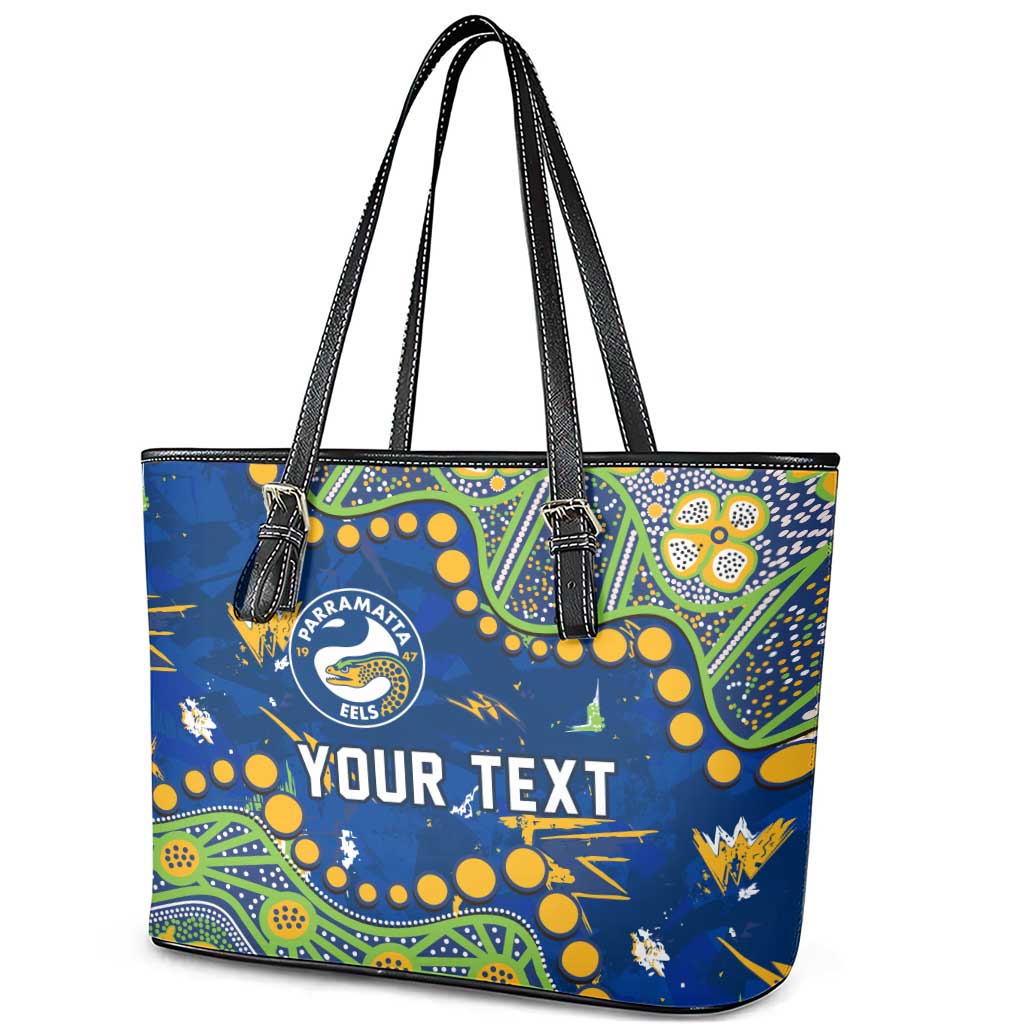 Personalized Parramatta Eels Leather Tote Bag Aboriginal Pattern with Graffiti Style Design