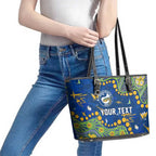 Personalized Parramatta Eels Leather Tote Bag Aboriginal Pattern with Graffiti Style Design