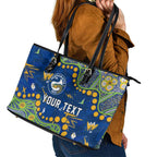 Personalized Parramatta Eels Leather Tote Bag Aboriginal Pattern with Graffiti Style Design