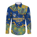 Personalized Parramatta Eels Long Sleeve Button Shirt Aboriginal Pattern with Graffiti Style Design
