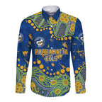 Personalized Parramatta Eels Long Sleeve Button Shirt Aboriginal Pattern with Graffiti Style Design