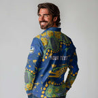 Personalized Parramatta Eels Long Sleeve Polo Shirt Aboriginal Pattern with Graffiti Style Design