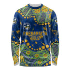 Personalized Parramatta Eels Long Sleeve Shirt Aboriginal Pattern with Graffiti Style Design