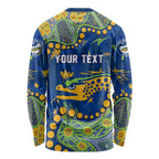 Personalized Parramatta Eels Long Sleeve Shirt Aboriginal Pattern with Graffiti Style Design