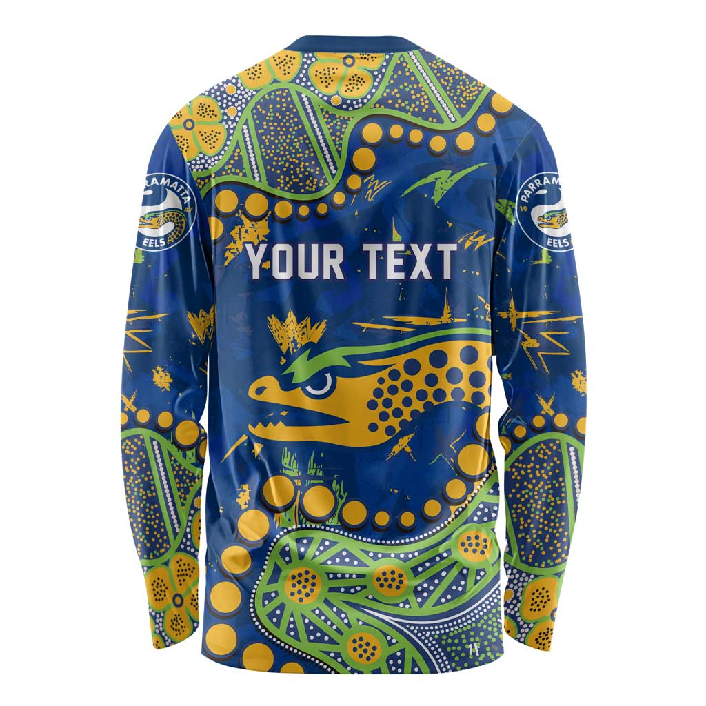 Personalized Parramatta Eels Long Sleeve Shirt Aboriginal Pattern with Graffiti Style Design