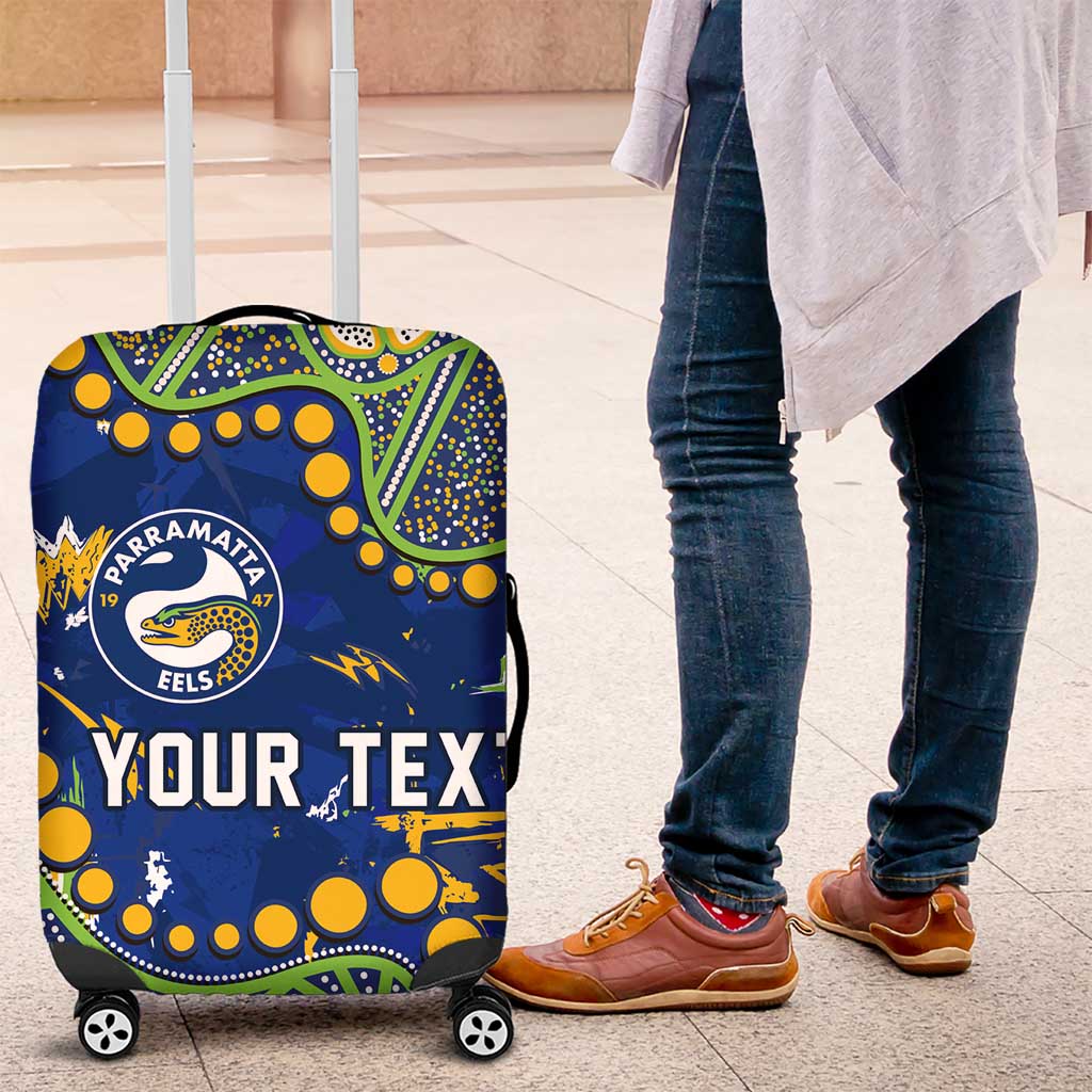 Personalized Parramatta Eels Luggage Cover Aboriginal Pattern with Graffiti Style Design