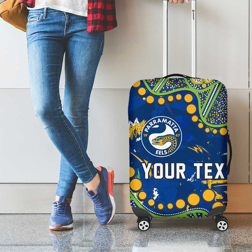 Personalized Parramatta Eels Luggage Cover Aboriginal Pattern with Graffiti Style Design