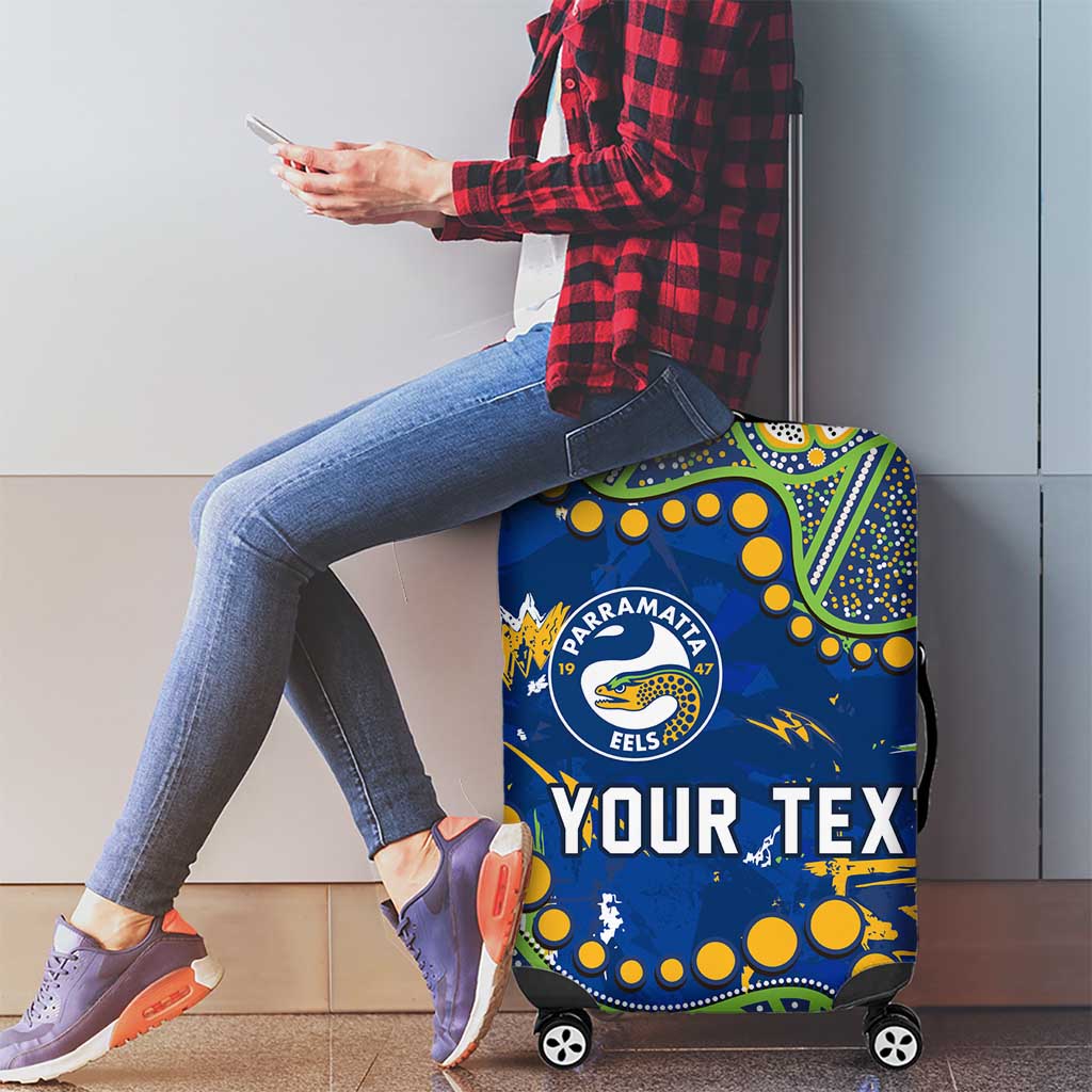 Personalized Parramatta Eels Luggage Cover Aboriginal Pattern with Graffiti Style Design