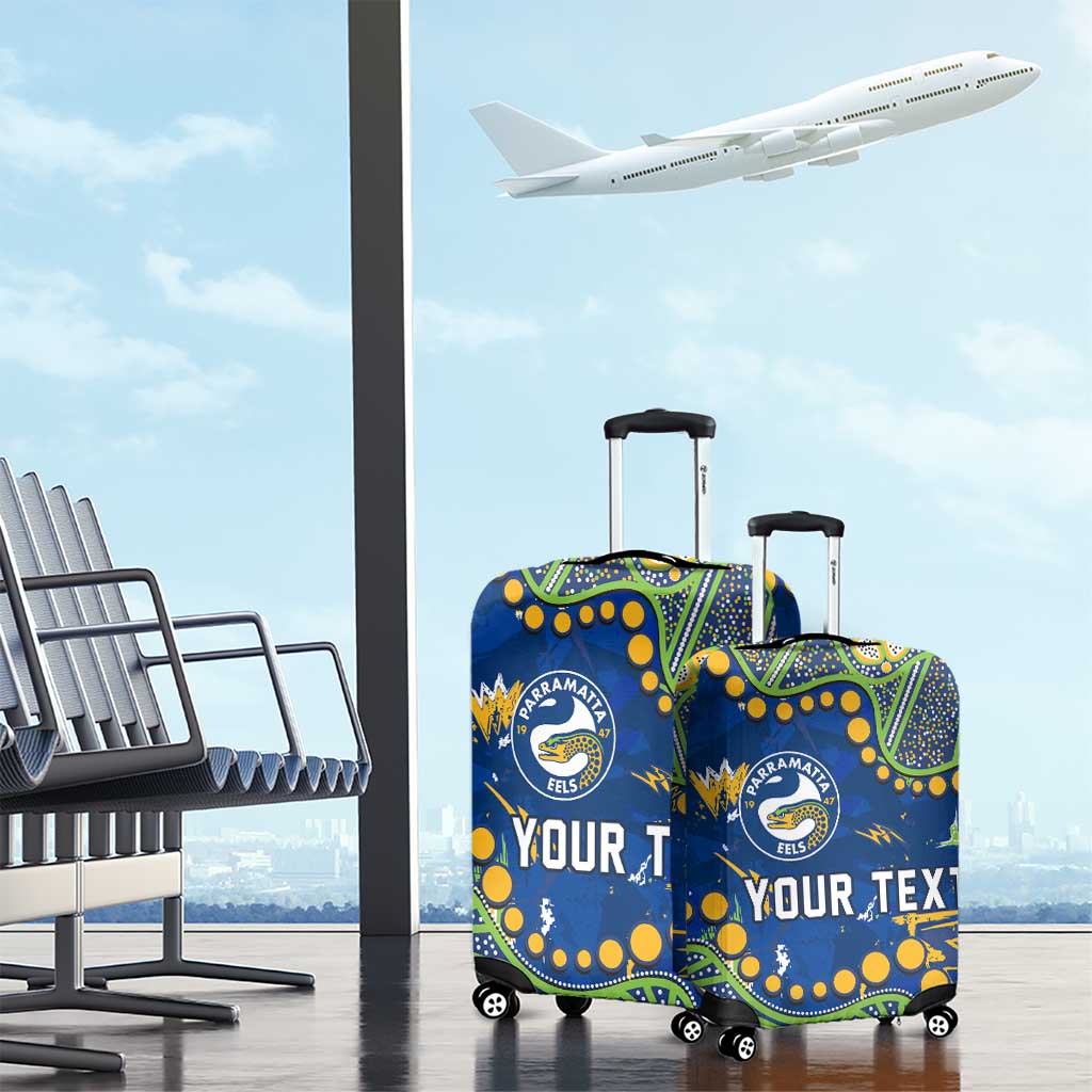 Personalized Parramatta Eels Luggage Cover Aboriginal Pattern with Graffiti Style Design