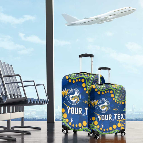 Personalized Parramatta Eels Luggage Cover Aboriginal Pattern with Graffiti Style Design