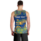 Personalized Parramatta Eels Men Tank Top Aboriginal Pattern with Graffiti Style Design