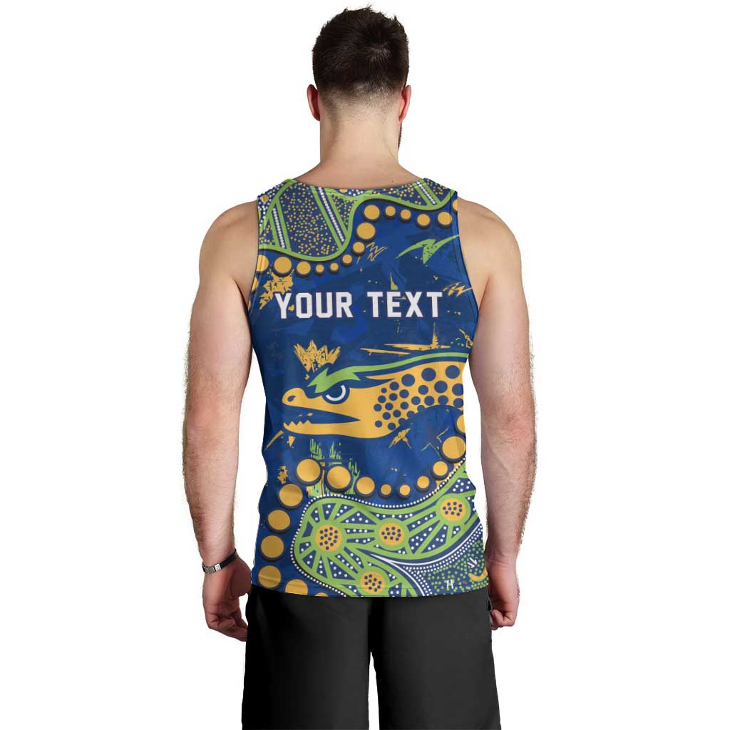 Personalized Parramatta Eels Men Tank Top Aboriginal Pattern with Graffiti Style Design