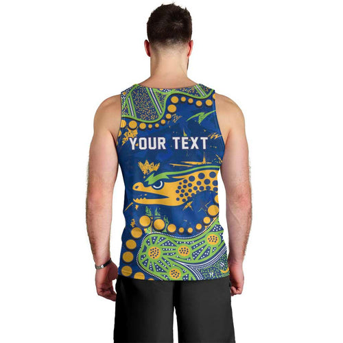 Personalized Parramatta Eels Men Tank Top Aboriginal Pattern with Graffiti Style Design