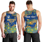 Personalized Parramatta Eels Men Tank Top Aboriginal Pattern with Graffiti Style Design
