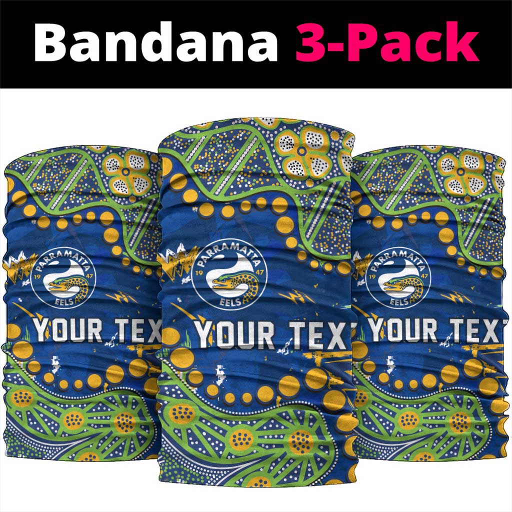Personalized Parramatta Eels Neck Gaiter Aboriginal Pattern with Graffiti Style Design