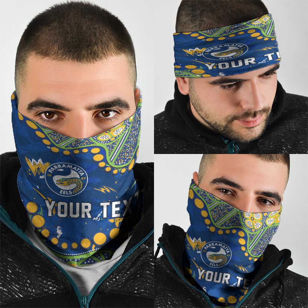 Personalized Parramatta Eels Neck Gaiter Aboriginal Pattern with Graffiti Style Design