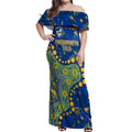 Personalized Parramatta Eels Off Shoulder Maxi Dress Aboriginal Pattern with Graffiti Style Design