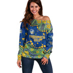 Personalized Parramatta Eels Off Shoulder Sweater Aboriginal Pattern with Graffiti Style Design