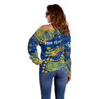 Personalized Parramatta Eels Off Shoulder Sweater Aboriginal Pattern with Graffiti Style Design