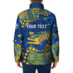 Personalized Parramatta Eels Padded Jacket Aboriginal Pattern with Graffiti Style Design