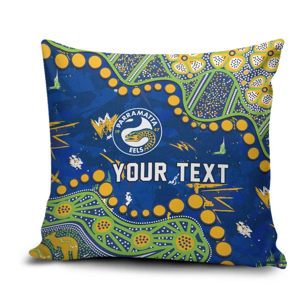 Personalized Parramatta Eels Pillow Cover Aboriginal Pattern with Graffiti Style Design