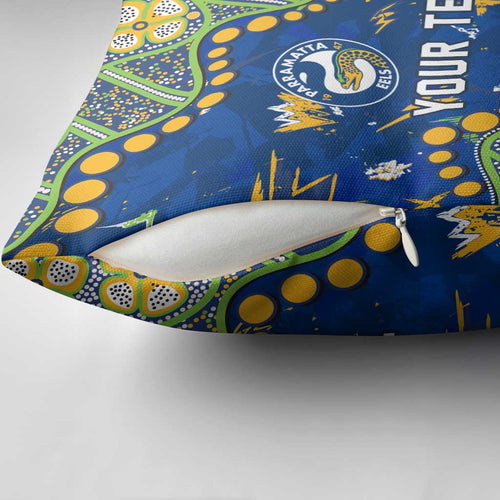 Personalized Parramatta Eels Pillow Cover Aboriginal Pattern with Graffiti Style Design