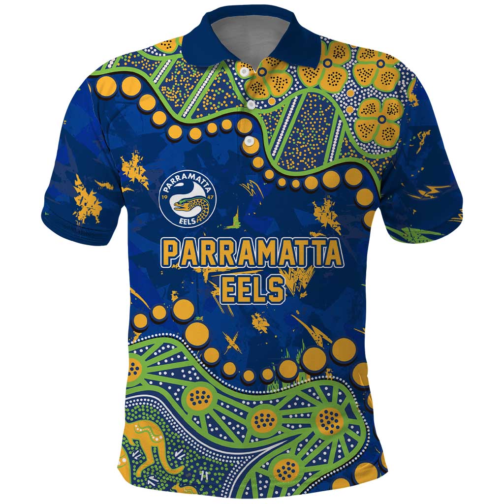 Personalized Parramatta Eels Polo Shirt Aboriginal Pattern with Graffiti Style Design