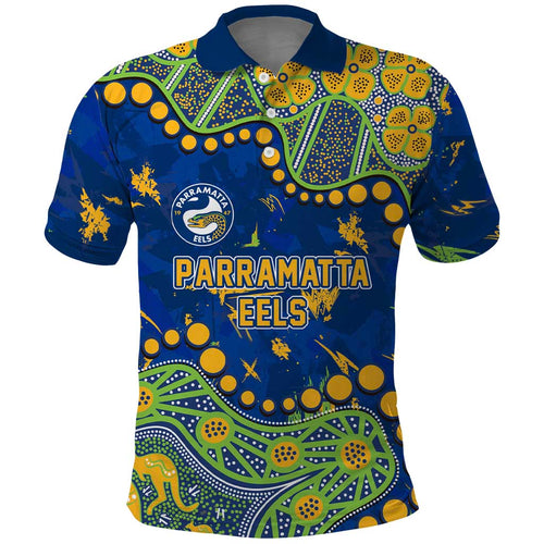 Personalized Parramatta Eels Polo Shirt Aboriginal Pattern with Graffiti Style Design