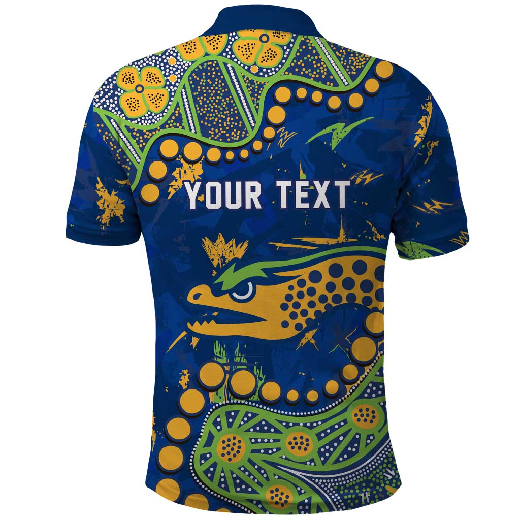 Personalized Parramatta Eels Polo Shirt Aboriginal Pattern with Graffiti Style Design