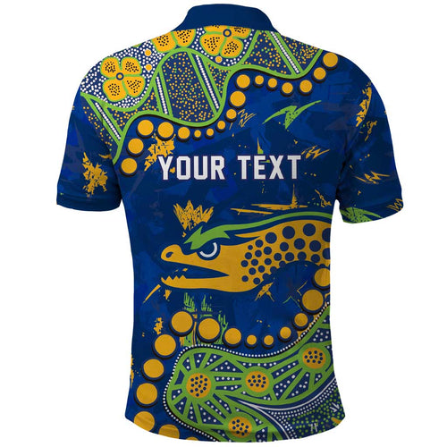 Personalized Parramatta Eels Polo Shirt Aboriginal Pattern with Graffiti Style Design